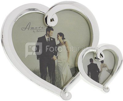 Rėmelis vestuvinis širdelės formos sidabro spalvos H:12 W:15 D:1 cm WG506