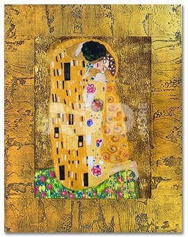 Reprodukcija 47x57cm ant tekstilės Klimt. Bučinys 80319, G06670