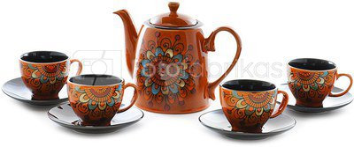 Rinkinys keramikinis Arbatinukas ir puodeliai YM1301