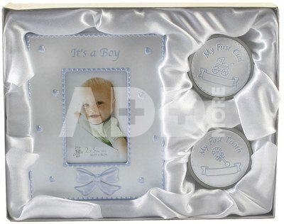 Rinkinys kūdikiui rėmelis+dėžutės pirmam dantukui,sruogai CG410 16*20 cm