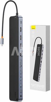 Rozbočovač 12w1 Baseus EliteJoy Gen2 series USB-C do 2xHDMI+ 3xUSB 3.0+ PD+ DP+ SD/TF+ RJ45+Type-C+ 3,5mm (tmavě šedý)