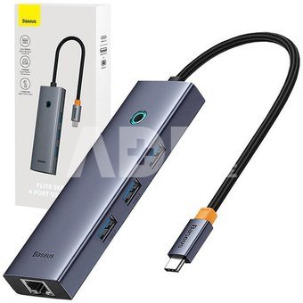 Rozbočovač 4v1 Baseus UltraJoy USB-C na 3x USB 3.0 + RJ45 (vesmírně šedý)