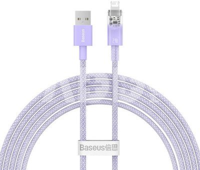 Rychlonabíjecí kabel Baseus USB-A k Lightning Explorer Series 2m, 2,4A (fialový)
