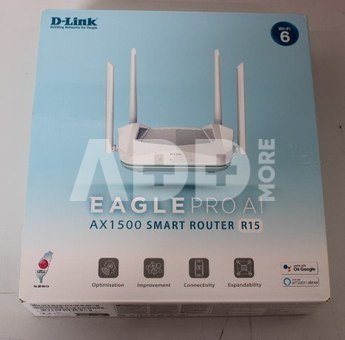SALE OUT. D-Link R15 AX1500 Smart Router D-Link AX1500 Smart Router R15 802.11ax 1200+300 Mbit/s 10/100/1000 Mbit/s Ethernet LAN (RJ-45) ports 3 Mesh Support Yes MU-MiMO Yes No mobile broadband Antenna type 4xExternal DEMO | AX1500 Smart Router | R15 | 802.11ax | 1200+300 Mbit/s | 10/100/1000 Mbit/s | Ethernet LAN (RJ-45) ports 3 | Mesh Support Yes | MU-MiMO Yes | No mobile broadband | Antenna type 4xExternal | DEMO