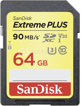 SanDisk Extreme Plus SDXC 64GB 90MB/s. V30 SDSDXWF-064G-GNCIN