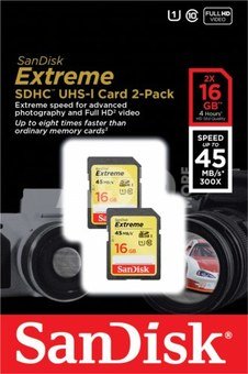 SanDisk Extreme SDHC 2-Pack 16GB 30MB/s UHS-I SDSDX2-016G-X46