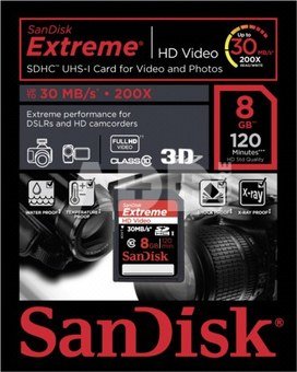 SanDisk Extreme SDHC 8GB 80MB/s. UHS 1 SDSDXS-008G-X46
