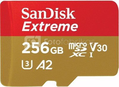 Sandisk memory card microSDXC 256GB Extreme + adapter