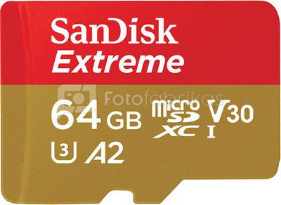 Sandisk memory card microSDXC 64GB Extreme Action A2