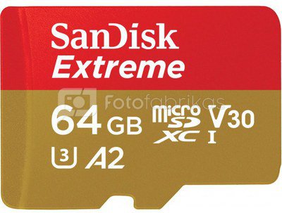SanDisk memory card microSDXC 64GB Extreme V30 A2 + adapter