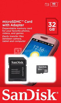 SanDisk MicroSDHC + SD Adapteris 32GB SDSDQM-032G-B35A