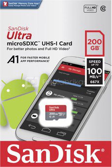 SanDisk Ultra microSDHC 200GB 100MB/s.Adapt.SDSQUAR-200G-GN6MA