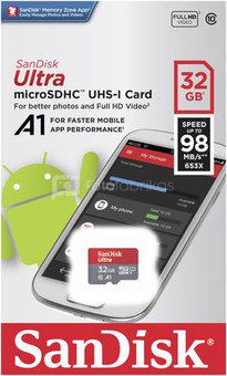 SanDisk Ultra microSDHC 32GB 100MB/s.Adapt.SDSQUAR-032G-GN6MA