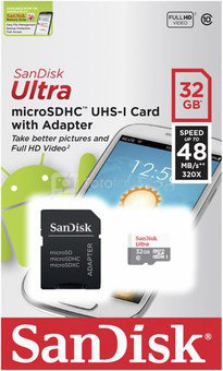 SanDisk Ultra microSDHC 32GB 48MB/s Adapt. SDSQUNB-032G-GN3MA