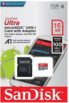 Sandisk ULTRA PLUS microSDHC / microSDXC UHS-I 16GB atminties kortelė