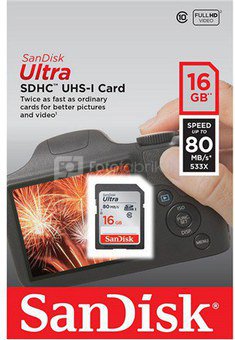 SanDisk Ultra SDHC UHS-I 16GB 80MB/s Cl. 10 SDSDUNC-016G-GN6IN
