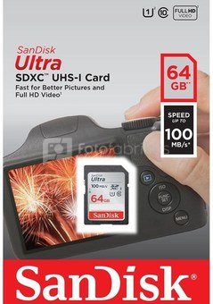 SanDisk Ultra SDHC UHS-I 64GB 100MB/s Cl.10 SDSDUNR-064G-GN6IN