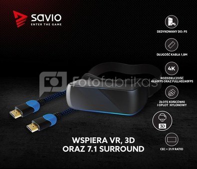 Savio Cable HDMI GCL-02 1.8m, v2.0, braid blue