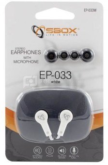 Sbox Stereo Earphones with Microphone EP-033 white