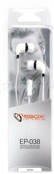 Sbox Stereo Earphones with Microphone EP-038 white