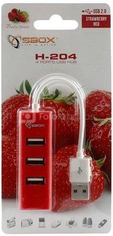 Sbox USB 4 Ports USB HUB H-204 strawberry red