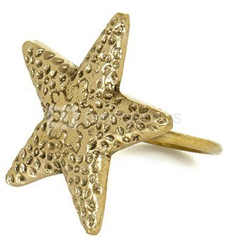 Servetėlių žiedas Jūros žvaigždė metalinis aukso spl. 4x6 cm SAVEX
