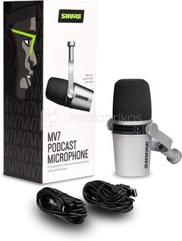 Shure MV7 Dynamic Podcast Microphone silver