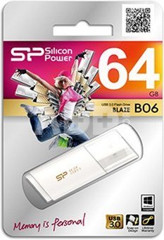 SILICON POWER 64GB, USB 3.0 FLASH DRIVE, BLAZE SERIES B06, White
