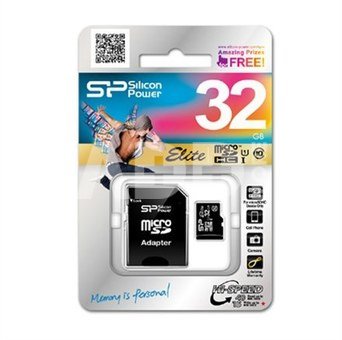 SILICON POWER 8GB, MICRO SDHC UHS-I, CLASS 10 WITH SD ADAPTER, SDR 50 mode (DDR 50), retail