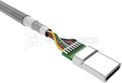 Silicon Power кабель USB-C - USB 1 м вязаный , серый (LK30AC)
