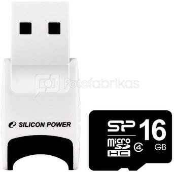 Silicon Power memory card microSDHC 16GB Class 4 + USB reader