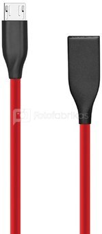 Silicone cable USB - Micro USB (red, 2m)