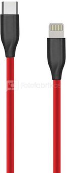 Silicone cable USB Type-C - Lightning (red, 1m)