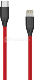 Silicone cable USB Type-C-Lightning (red, 2m)
