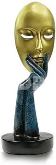 Skulptūra Kaukė delne aukso/mėlynos sp. 10x10x28.5 cm HR-V017