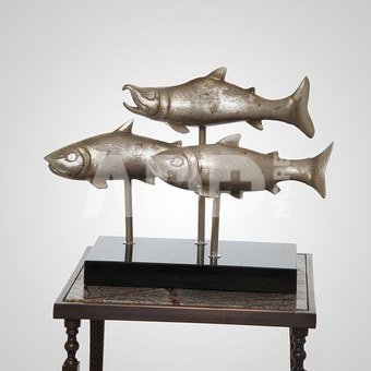 Skulptūra Žuvys sidabro splv. 22-097XF-2719 69x28x48 SAVEX