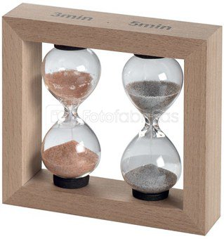 Smėlio laikrodis dvigubas mediniame rėmelyje 3-5 min O1309 11,5x3x10.5cm