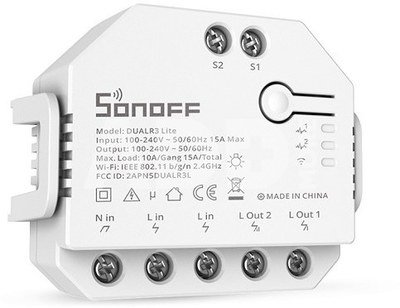 SONOFF išmanusis 2 kanalų jungiklis Wi-Fi su elektros sąnaudų apskaita