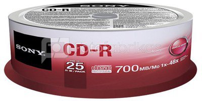1x25 Sony CD-R 80 / 700MB 48x Speed, Cakebox