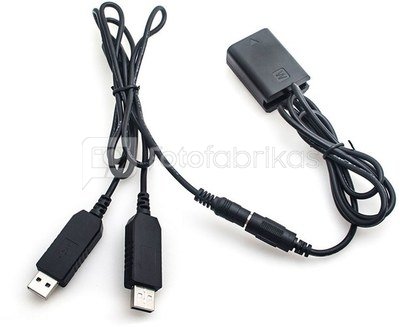 Caruba Sony NP FW50 full decoding Dummy battery + 5V 2A dual USB cable