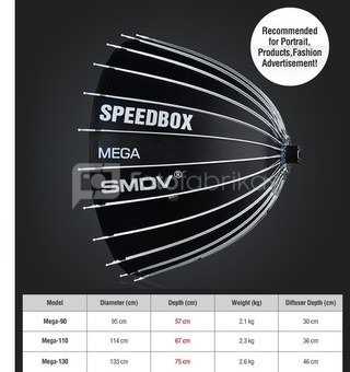 SMDV Speedbox Mega 130 Deep softbox 130cm silver bowens mount