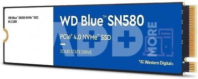 SSD|WESTERN DIGITAL|Blue SN580|500GB|M.2|PCIe Gen4|NVMe|TLC|Write speed 3600 MBytes/sec|Read speed 4000 MBytes/sec|2.38mm|TBW 300 TB|MTBF 1500000 hours|WDS500G3B0E
