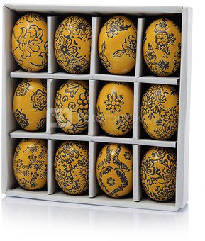 Suvenyras Kiaušinis keramikinis ornamentuotas H 6 cm(12) 69033 geltonas velyk