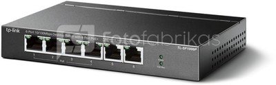 TP-Link TL-SF1006P Switch Unmanaged, Desktop, 6x10/100Mbps ports, 4xPoE+ ports, PSU external, Steel case