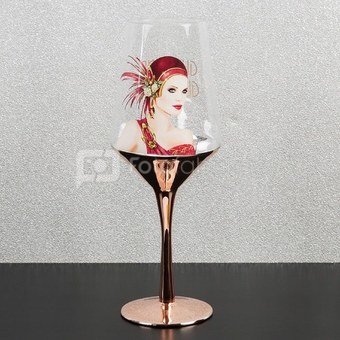 Taurė vynui dekoruota damos piešiniu h 23,5 cm SP1282