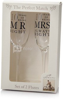Taurės šampanui 10-oms vestuvių metinėms H:23 W:6 D:6 cm WG80610