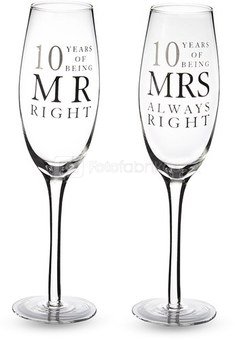 Taurės šampanui 10-oms vestuvių metinėms H:23 W:6 D:6 cm WG80610