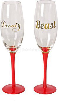 Taurės šampanui 2 vnt. "Beauty & Beast" H 23 cm 69149 isp.