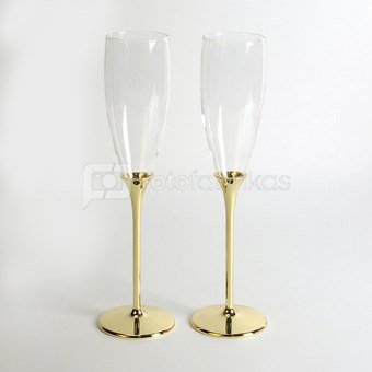 Taurių rinkinys šampanui 2 vnt. Su aukso sp. kojelėmis H:26 W:7 D:7 cm WG923 išp