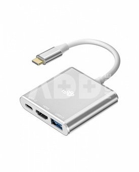 TB Adapter HUB USB C 3w1 - HDMI, USB, PD silver